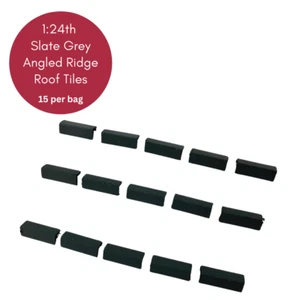 Dolls House 1:24th Scale 15 x Miniature Angled Ridge Roof Tiles Slate Grey - Picture 1 of 7