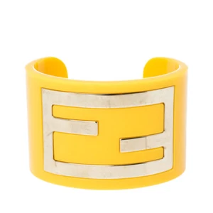 Fendi Yellow Resin Zucca Cuff Bracelet - Picture 1 of 8