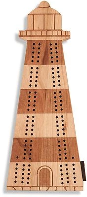 New Made USA- DELUXE CHERRY WOOD LIGHTHOUSE CRIBBAGE BOARD GAME with pegs inside - Image 1 of 2