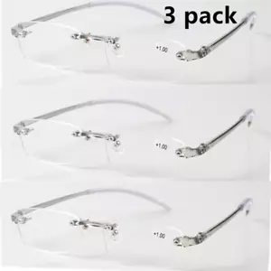 3er-Pack Lesebrille rahmenlos elastisch TR90 randlos für graues Lesegerät 0 ~ + 600 - Bild 1 von 7