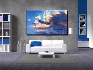 LEINWAND BILD XXL POP ART FANTASY FLUG SCHIFF ZEPPELIN ABSTRAKT BUNT BIS 150x90 - Bild 1 von 4