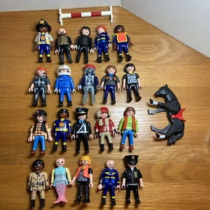 Lot Of 20 Playmobil People Figures Police Fire Mermaid Pirate Plus Horse - Picture 1 of 9