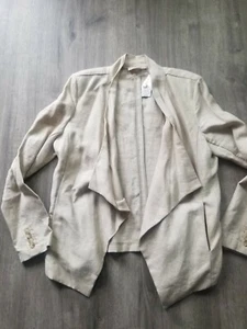 New Michael Kors Womens Linen Cascade Blazer Jacket Sz 14W - Picture 1 of 4