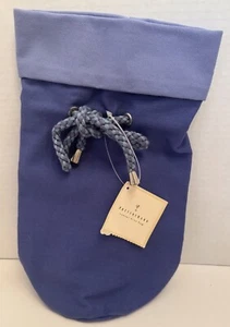 NWT Pottery Barn Cotton Canvas Wine ~ Gift Bag Periwinkle & Violet w/ Cord Tie - Picture 1 of 6