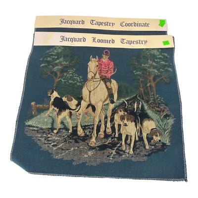 Jacquard Tapestry Hunting Scene English Traditional and Coordinating Panels Vtg  - Image 1 of 4