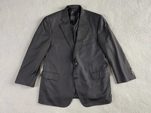 Norman Hilton Suit Jacket Mens 42 S Black Wool Striped Loro Piana Italy USA - Picture 1 of 21