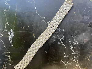 Italian Sterling Silver 8.5" Textured Woven Bracelet, 60g QVC orig $1400. - Picture 1 of 6