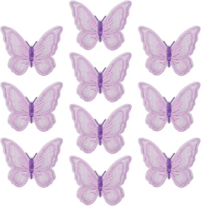 Schmetterlings-Applikationen, Verzierungen, lila, Spitzenapplikationen zum Aufnä - Bild 1 von 6