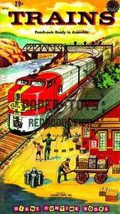 VINTAGE REPRINT - 1957 - TRAIN PUNCH-OUT BOOK - REPRODUKTION - Bild 1 von 7