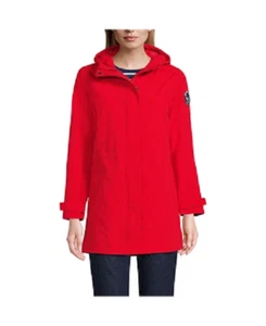 Lands End Squall NWOT Red Hooded Waterproof Parka Full zip Snap button jacket MT - Picture 1 of 10
