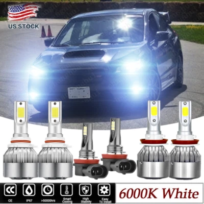 Farol LED + lâmpadas de neblina brancas para Subaru WRX 2015 2016 2017 2018-2020 - Imagem 1 de 4