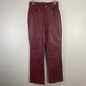 Pantalones de cuero rojos estilo fácil Newport News vintage para mujer talla 6 forrados 26x30,5 - Imagen 1 de 14