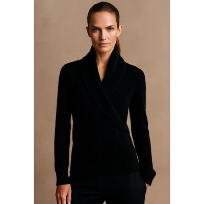 Lauren Ralph Lauren VTG Sweater LP Collared Black Wool Cashmere Angora Classic - Image 1 of 4