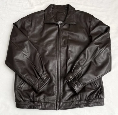 Roundtree And Yorke Men’s Classic Leather Faux Jacket Brown Size Large - Image 1 of 4