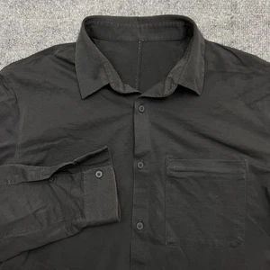 Camisa Lululemon Para Hombre Grande Negra Manga Larga Abotonada Ligera Elastizada - Imagen 1 de 8