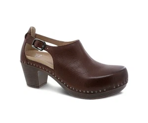 Dansko Sassy Milled Burnished Brown Leather Clog Heel Women's Size 42 NEW - Picture 1 of 11