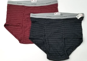 (2) Vintage Fruit Of The Loom XL Size Briefs 1- Red 1-Black Striped Fashion Rare - Picture 1 of 13