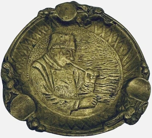 Cenicero de cigarros vintage de latón macizo en relieve Griffin para fumar 3 ranuras - Imagen 1 de 8