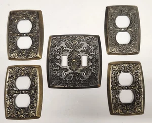 Lote de 5 cubiertas de placa de oro de salida MCM Holton 3052 3050 vintage interruptor de luz doble - Imagen 1 de 14
