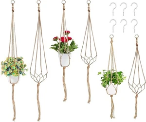 6 Pack 3 Sizes Macrame Hanging Planter Holder Plant Hanger Kit, Hanging Planter - Picture 1 of 7