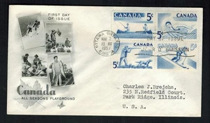 Canada #365-368, 1967 5¢ Sports se-tenant block of 4, Artcraft cachet FDC - Foto 1 di 1