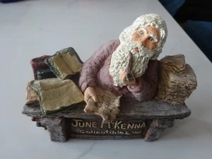 June Mckenna Collectibles Inc Santa w Pipe At Desk Figure 1987 Signed 1990 - Picture 1 of 7