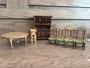 Miniatur Puppenhaus Esszimmer Set Maßstab 1:12 komplett Holz Konvolut 7 Teile - Bild 1 von 5