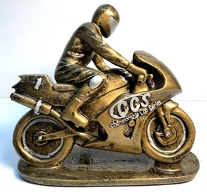 Racing Motor Cycle With Rider Figurine Championship Cup Series CCS Heavy Resin - Picture 1 of 13