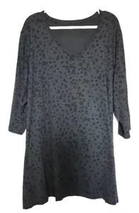 Dunkelgraues Shirt - mit schwarzem Leo Druck - Übergröße - Gr. 60/62 - Bild 1 von 5