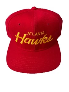 Vintage 90s Sports Specialties 100% snapback Wool Atlanta Hawks Script cap hat - Picture 1 of 12