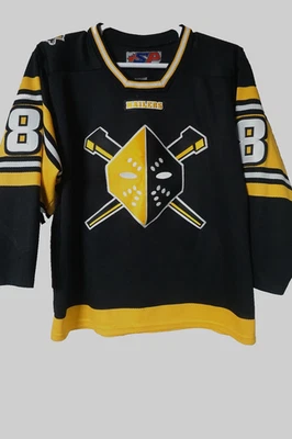 VINTAGE WHEELING 'NAILERS' BLACK ECHL #8 HODGE SEWN JERSEY/PRE-OWNED - Image 1 of 4