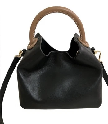 NWT Elleme Black W Brown Handle Satchel Handbag  - Image 1 of 4