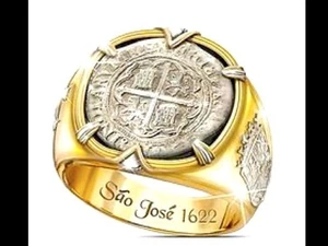 Bradford Exchange Sterling Vermeil Sao Jose Schiffbruch Münzring Gr:12,5 BGE925 - Bild 1 von 5