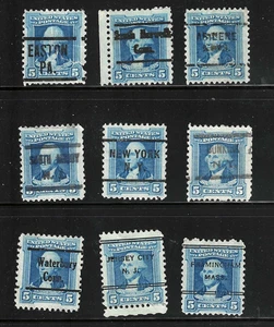 Precancels Collection 5 Cent NY CONN NJ 1932 Washington Bicentennial US 38B41 - Bild 1 von 3