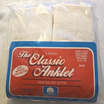 2 pares de calcetines tobilleros clásicos para mujer talla 9,5-11,5 marfil nuevos Foto 1 de 2