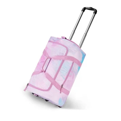 Maleta rosa desvanecida con ruedas para niñas Bolso de lona rodante púrpura para camping... Foto 1 de 4