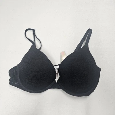 ROSA Victoria's Secret Mujer Sujetador 34C Negro Encaje Guepardo Camiseta Con Aros Foto 1 de 4