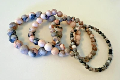 4x Armbänder - JASPIS/ Natursteine, Strech, NEU! - Bild 1 von 2