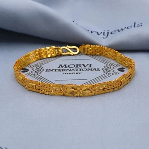 Brazalete de oro amarillo de 22k para hombre indio hecho a mano joyería con sello - Imagen 1 de 6
