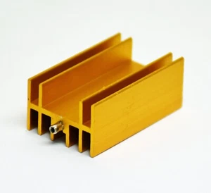 10pc Transistor TO-220 Aluminum Heat Sink * 23x15.5mm WxD H=38mm Gold + Pin - Picture 1 of 6
