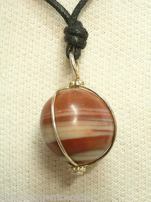 Ciondolo in ARGENTO 925 con sfera in DIASPRO rosso e girocollo - pietra dura - - Immagine 1 di 3