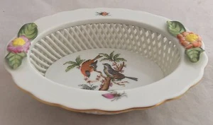 Vintage Herend Ungarn Porzellan Rothschild Vogel 7379 kleines Gitter aufgebrachte Schüssel - Bild 1 von 3