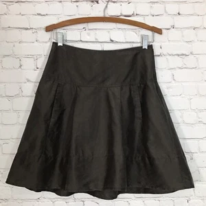 Falda de seda lavada Laundry by Shelli Segal para mujer 4 pizarra marrón línea A cremallera lateral - Imagen 1 de 5