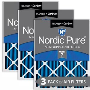 Nordic Pure 18x24x2 Pleated Air Filters MERV 7 Plus Carbon 3 Pack - Picture 1 of 6