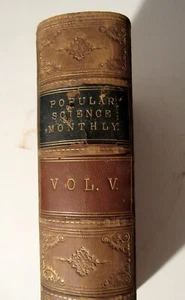 Leather bound POPULAR SCIENCE May-Oct 1874 Vol 5 great condition Pueblo Indians - Imagen 1 de 16