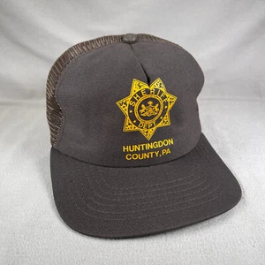 Vintage New Era Trucker Hat Men M/L Brown Snapback Sheriff Made In USA - Picture 1 of 11