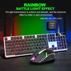 New GTX350 Glow Keyboard Mouse Set Suspended Keyboard Mechanical Hand Game Mouse - Picture 1 of 8