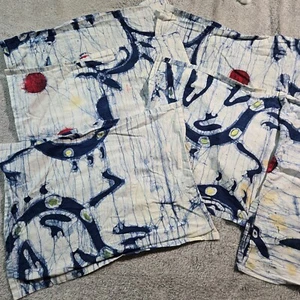 Batik handgefärbt mit Sonnenbaum Figur Tischsets 6 Stück blau rot abstrakt - Bild 1 von 11