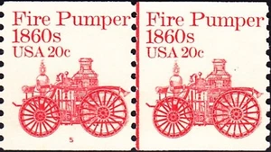 [OOS] US #1908 MNH Line Pair 1981 20c 1860s Fire Pumper [Plate #5] - Picture 1 of 1
