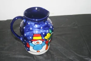 Hand Painted Ceramic Winter Pitcher 6 inches tall Kathy Kelly Artist - Photo 1/2